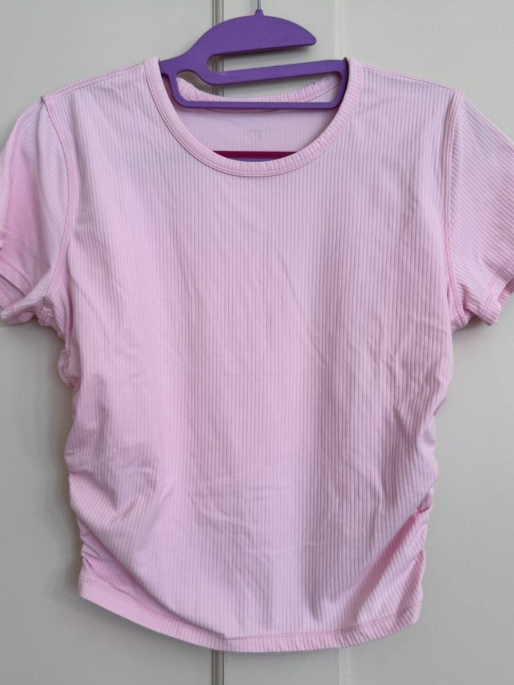 Lululemon All It Takes Ribbed Nulu Short Sleeve Ruched T Shirt Pink Size 8/10